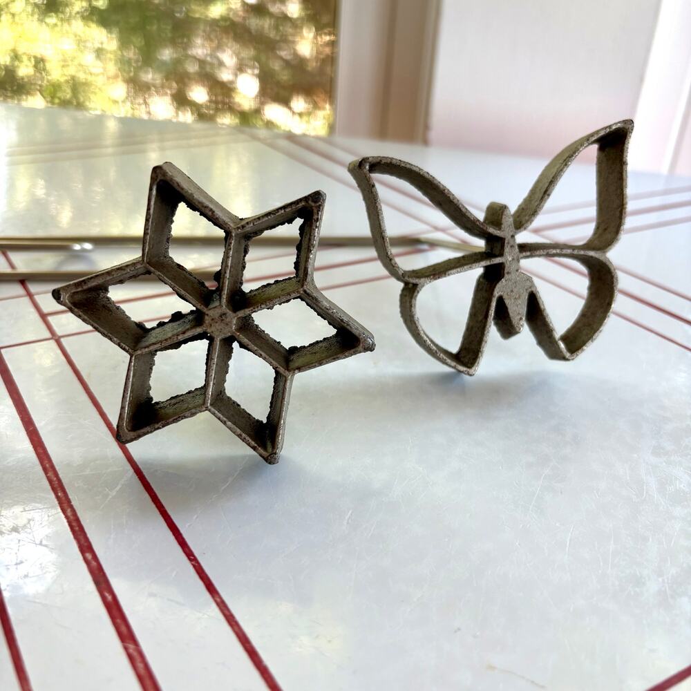 Vintage Rosette Iron Set Star & Butterfly Swedish Cookie Waffle Mold